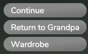 video game menu interface with three options: 